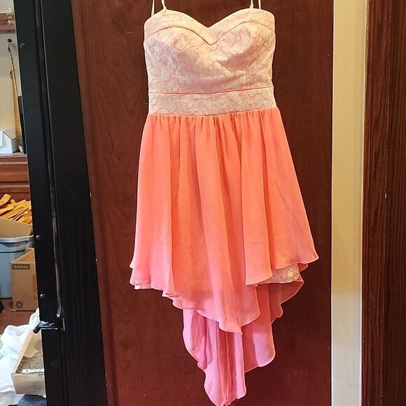 Hot Pink B. DARLIN Shear & Lacy Short Dress